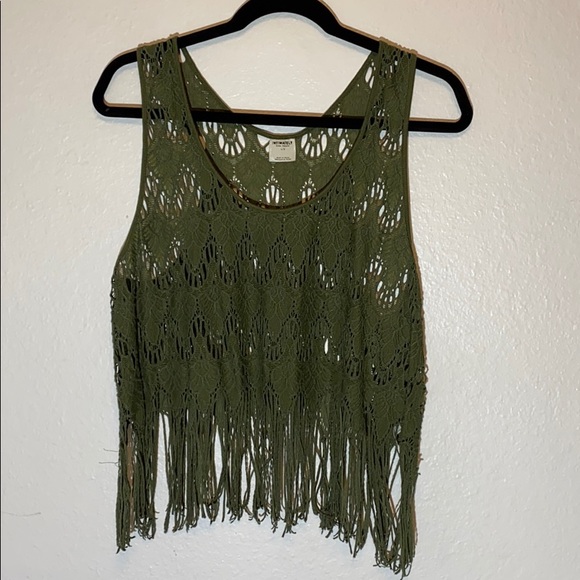 Free People Tops - Free People | Army Green Stretchy Lace Fringe Tank